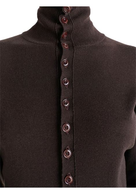 buttoned fitted cardigan woman aubergine LEMAIRE | TO1431 LK1045RE373